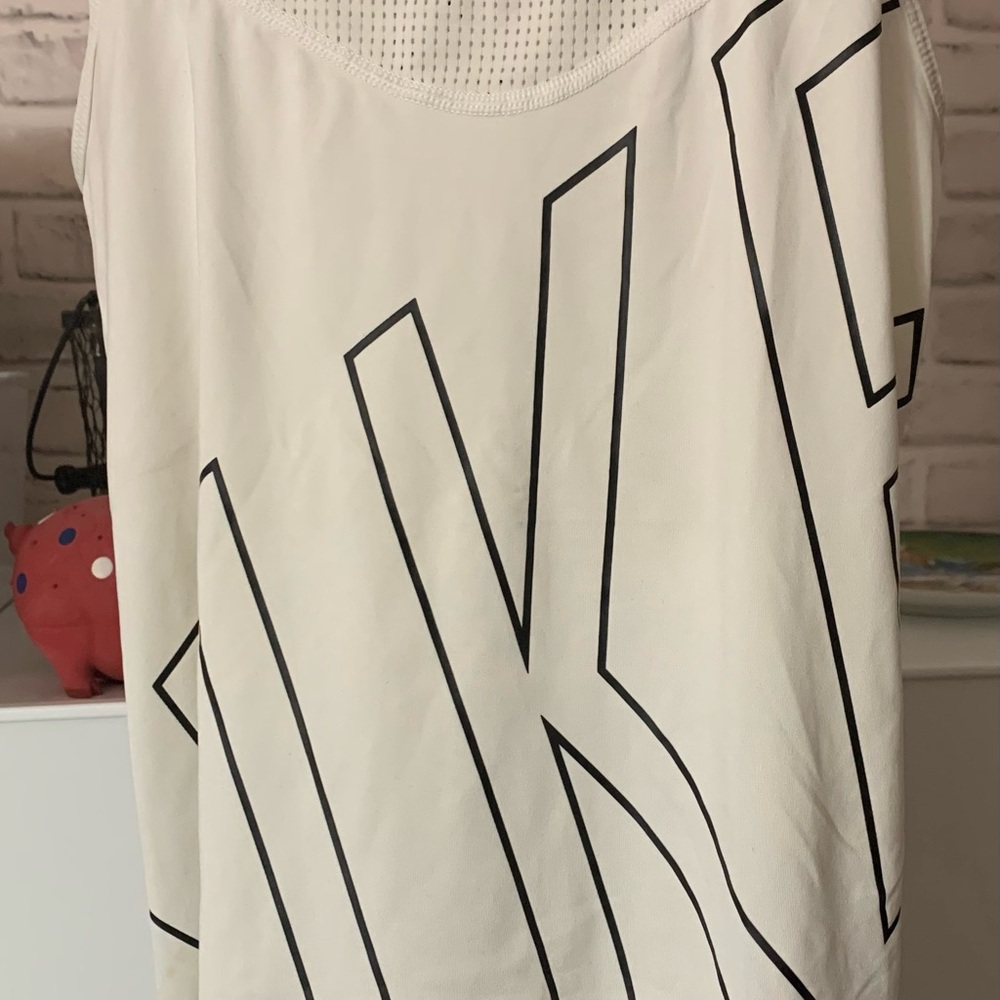 Nike Pro Hypercool Racerback White Tank Top with Black Trim and Logo - Picture 4 of 6